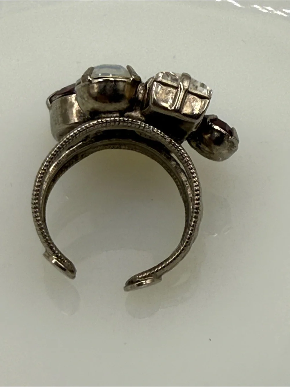 Sorrelli Multistone Clear, Red & Opal-Like Cocktail Ring